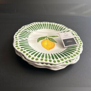 THE FARMHOUSE By Rachel Ashwell 100% Melamine Set Of 4 Lemon Patterned Plates